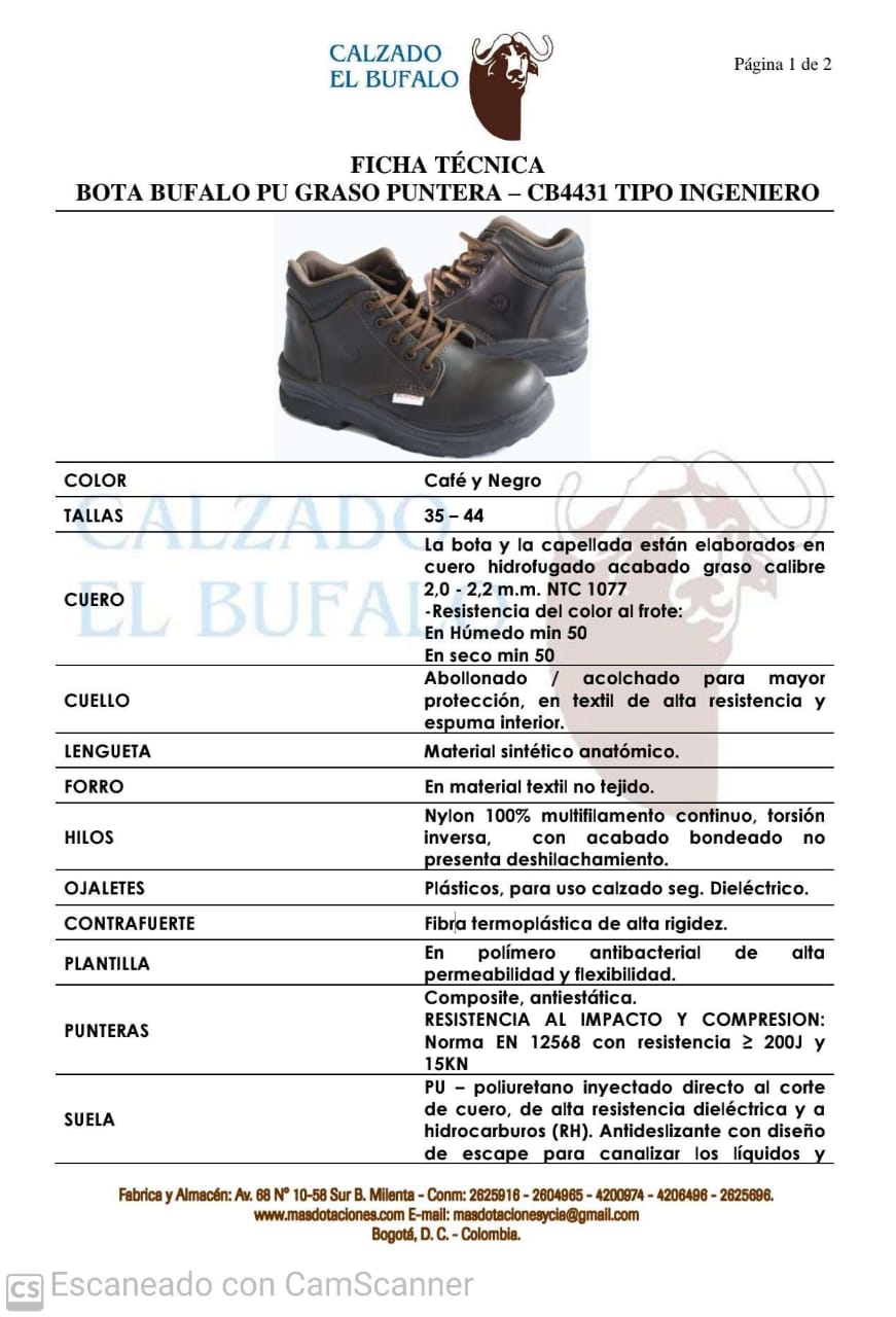 Bota Industrial Cuero CB4431 Dieléctrica Puntera Composite Suela Poliuretano. PRECIO SIN IVA