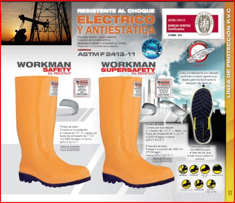 Bota Industrial PVC Workman Alta 2400026 Sin Puntera. PRECIO SIN IVA