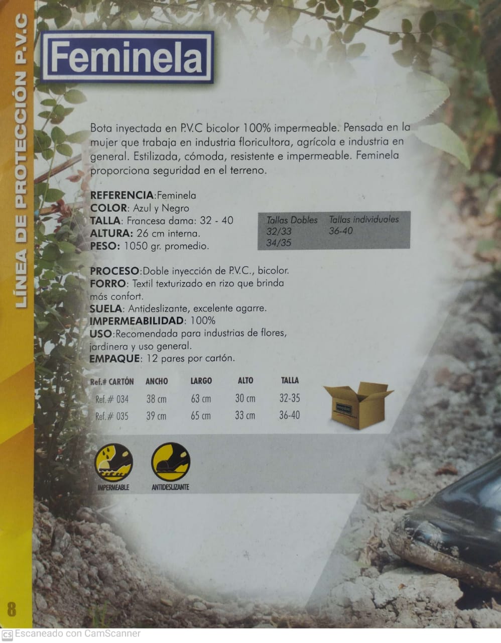 Bota Industrial PVC Feminela 5920090 Negra Sin Puntera. PRECIO SIN IVA