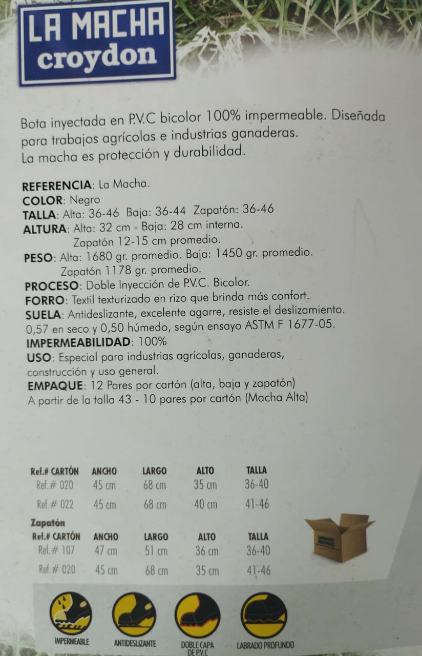 Bota Industrial PVC Macha Baja 2340090 Sin Puntera.PRECIO SIN IVA