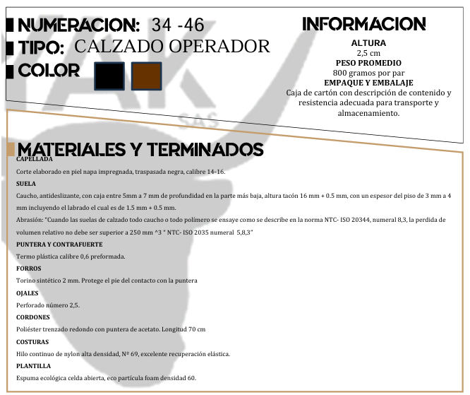 Zapato Dotacion CHC-001 Amarrar . PRECIO SIN IVA