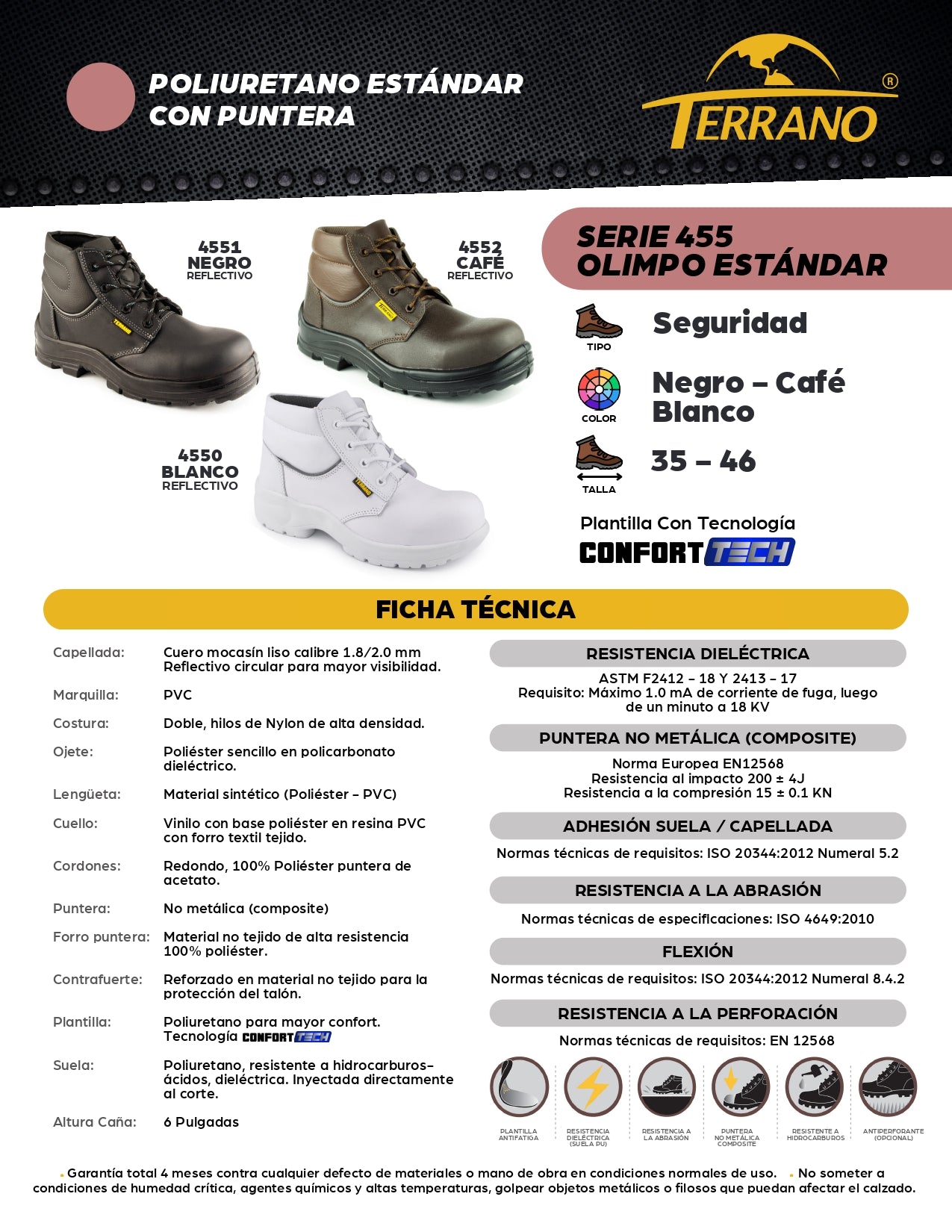 Bota Industrial Cuero 4552 Olimpo Café con Puntera Composite. PRECIO SIN IVA