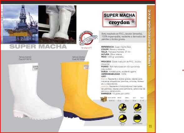 Bota Industrial  Supermacha Baja Blanca 2310010 Sin Puntera. PRECIO SIN IVA