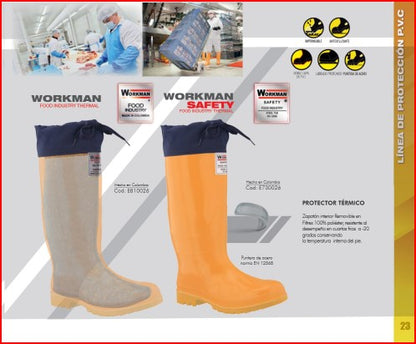 Bota Industrial PVC Workman Safety Food Industry Thermal E730026  Puntera Acero. Zapaton interno disminuye 2 tallas. PRECIO SIN IVA