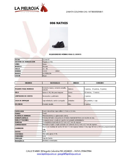 Zapato Dotación AU 006 Nathis Cuero. PRECIO SIN IVA