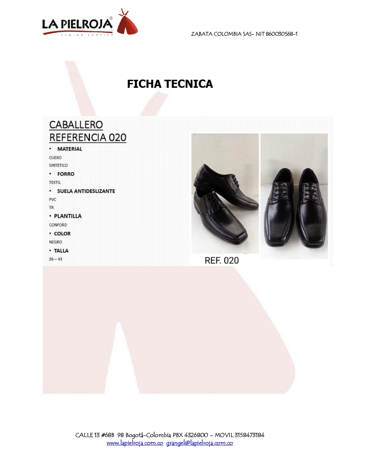Zapato Dotación AU 020 Amarrar Sintético.  PRECIO SIN IVA